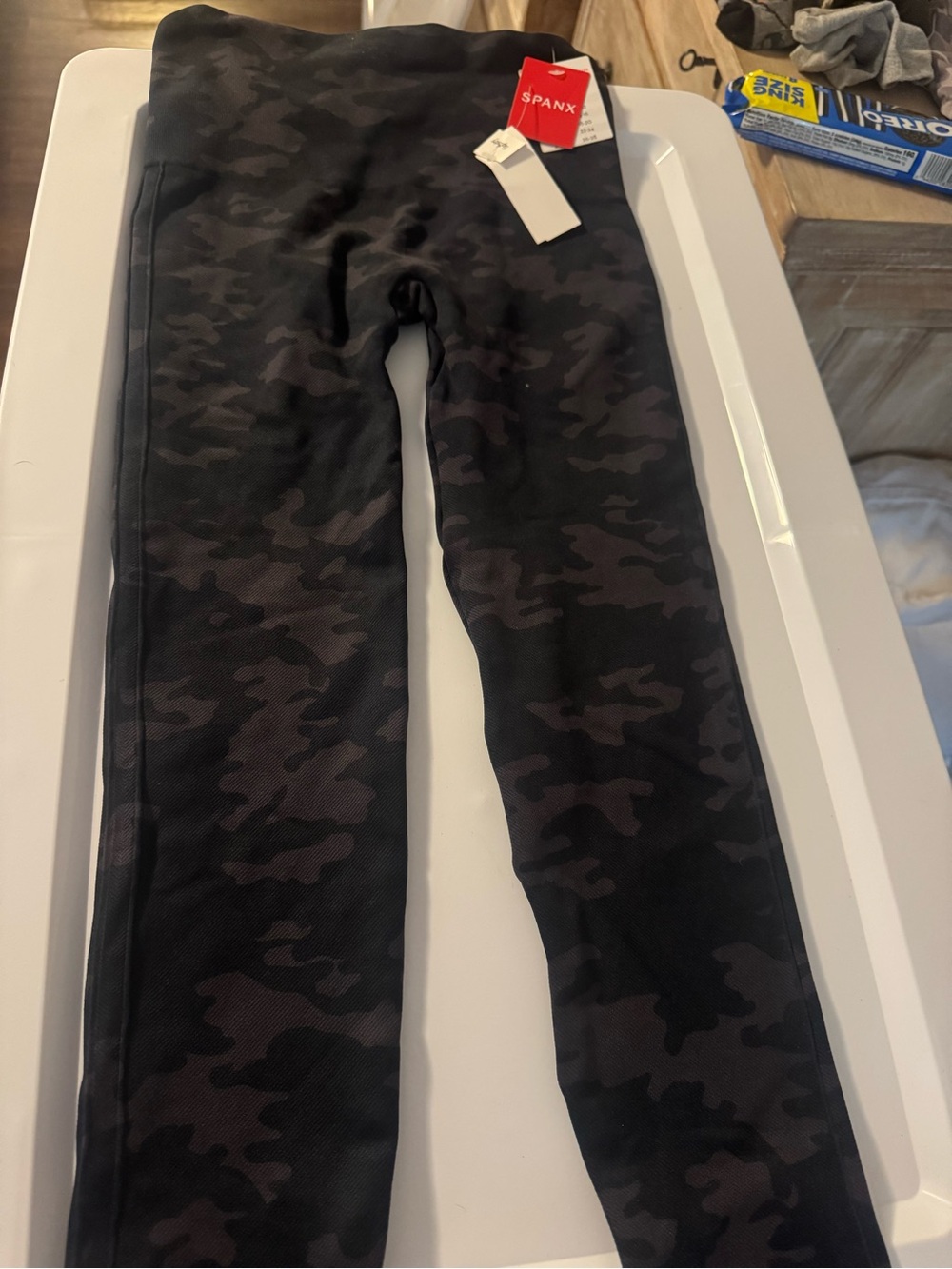 SPANX Black Charcoal Camo Leggings